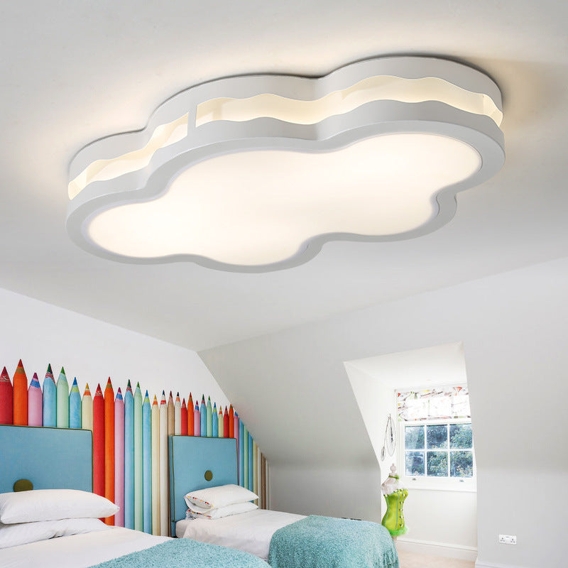 Cartoon Style Clouds Flush mount Light Acrylic Ceiling Fixture in White for Children's Room White Clearhalo 'Ceiling Lights' 'Close To Ceiling Lights' 'Close to ceiling' 'Flush mount' Lighting' 202082