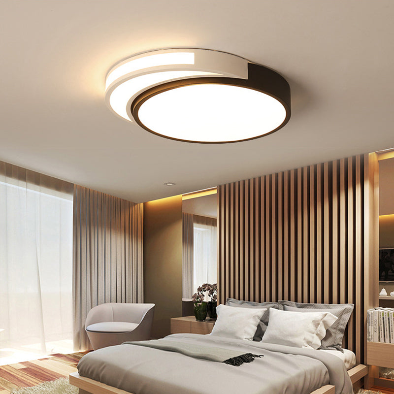 Modern Style Circle Flush mount Light Acrylic LED Flush Ceiling Lights in Black and White for Bedroom Black-White Clearhalo 'Ceiling Lights' 'Close To Ceiling Lights' 'Close to ceiling' 'Flush mount' Lighting' 202088