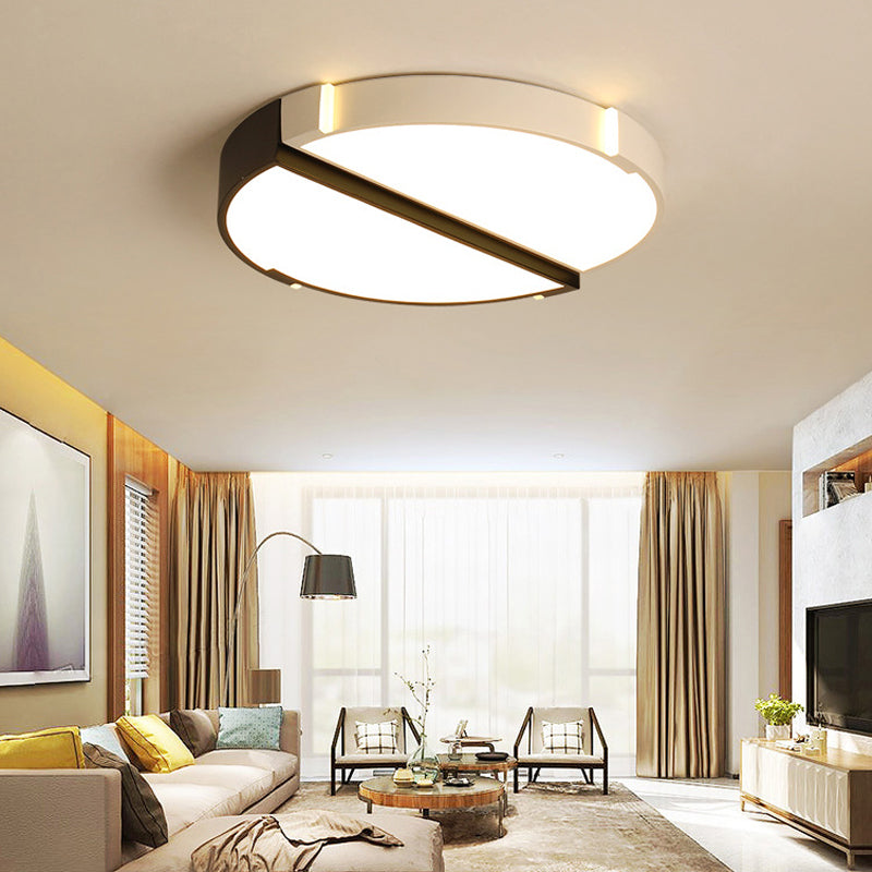 Acrylic Round Flush Mount Light Monochromatic Style Ceiling Light for Dining Room Black-White Clearhalo 'Ceiling Lights' 'Close To Ceiling Lights' 'Close to ceiling' 'Flush mount' Lighting' 202108