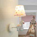 Resin Horse Wall Lamp with Tapered Shade Girls Bedroom One Bulb Lovely Kids Wall Light Clearhalo 'Wall Lamps & Sconces' 'Wall Lights' Lighting' 202125