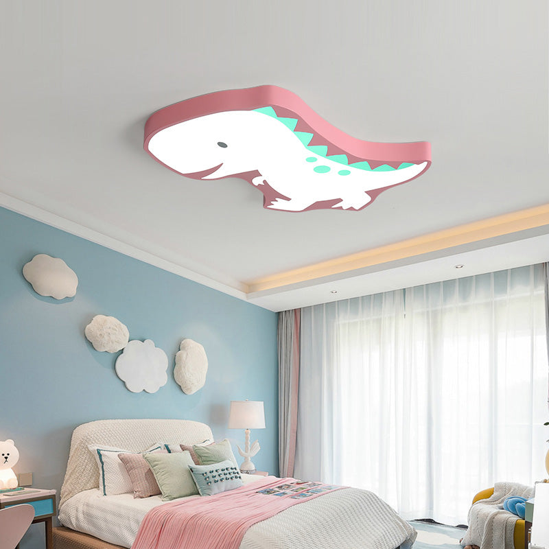 Cartoon Baby Dinosaur Ceiling Mount Light Acrylic LED Flush Light for Kindergarten Pink Clearhalo 'Ceiling Lights' 'Close To Ceiling Lights' 'Close to ceiling' 'Flush mount' Lighting' 202155