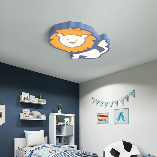 Animal LED Flush Mount Light Lion Acrylic Ceiling Lamp for Nursing Room Bedroom Blue Clearhalo 'Ceiling Lights' 'Close To Ceiling Lights' 'Close to ceiling' 'Flush mount' Lighting' 202159