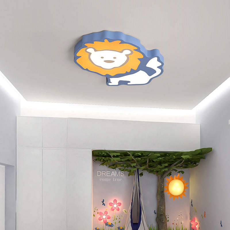 Animal LED Flush Mount Light Lion Acrylic Ceiling Lamp for Nursing Room Bedroom Clearhalo 'Ceiling Lights' 'Close To Ceiling Lights' 'Close to ceiling' 'Flush mount' Lighting' 202160