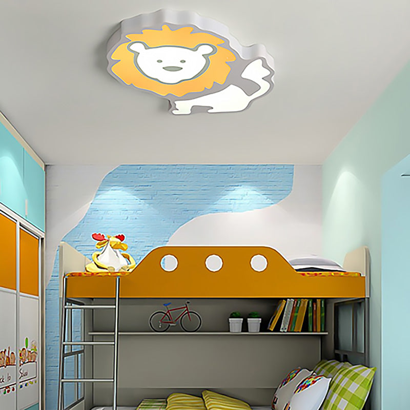 Animal LED Flush Mount Light Lion Acrylic Ceiling Lamp for Nursing Room Bedroom White Clearhalo 'Ceiling Lights' 'Close To Ceiling Lights' 'Close to ceiling' 'Flush mount' Lighting' 202165