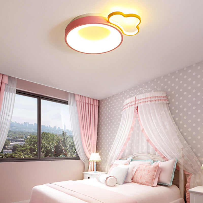 Acrylic Round LED Flush Mount Light Modern Cartoon Ceiling Light in Pink for Girls Bedroom Pink Cloud Clearhalo 'Ceiling Lights' 'Close To Ceiling Lights' 'Close to ceiling' 'Flush mount' Lighting' 202174