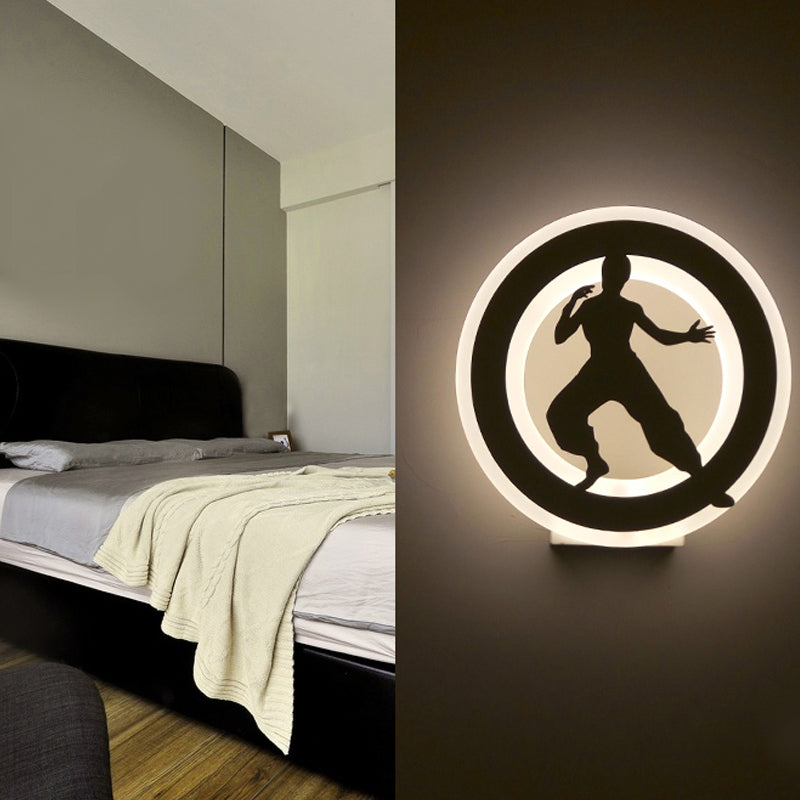 Kung Fu Kids Bedroom Wall Light Acrylic Sport Style Wall Lamp in White Finish White Left Clearhalo 'Wall Lamps & Sconces' 'Wall Lights' Lighting' 202300