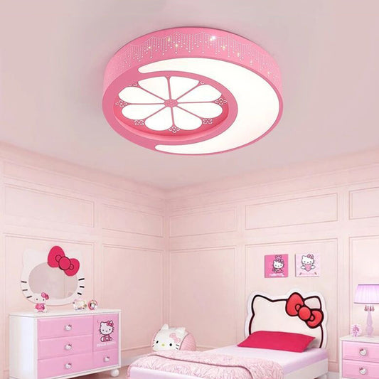 Children's Room Moon and Flower Flush Mount Ceiling Fixtures Light Acrylic Art Deco Ceiling Light Fixture Pink Clearhalo 'Ceiling Lights' 'Close To Ceiling Lights' 'Close to ceiling' 'Flush mount' Lighting' 202311