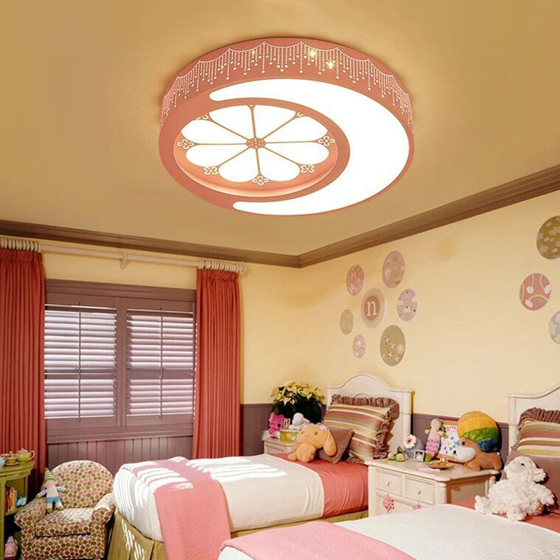 Children's Room Moon and Flower Flush Mount Ceiling Fixtures Light Acrylic Art Deco Ceiling Light Fixture Clearhalo 'Ceiling Lights' 'Close To Ceiling Lights' 'Close to ceiling' 'Flush mount' Lighting' 202312