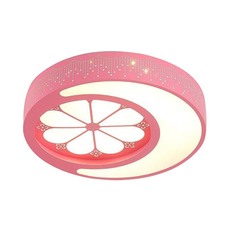 Children's Room Moon and Flower Flush Mount Ceiling Fixtures Light Acrylic Art Deco Ceiling Light Fixture Clearhalo 'Ceiling Lights' 'Close To Ceiling Lights' 'Close to ceiling' 'Flush mount' Lighting' 202313