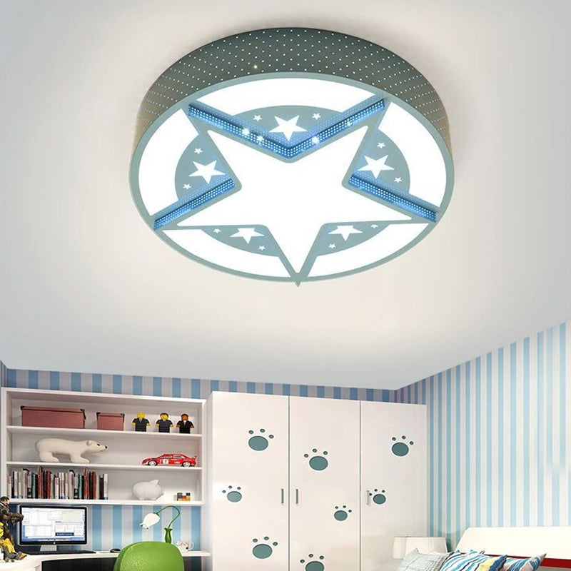 Acrylic Star Shade Led Flush Ceiling Lights Macaroon Flush Mount Light in Blue for Nursing Room Blue Clearhalo 'Ceiling Lights' 'Close To Ceiling Lights' 'Close to ceiling' 'Flush mount' Lighting' 202314