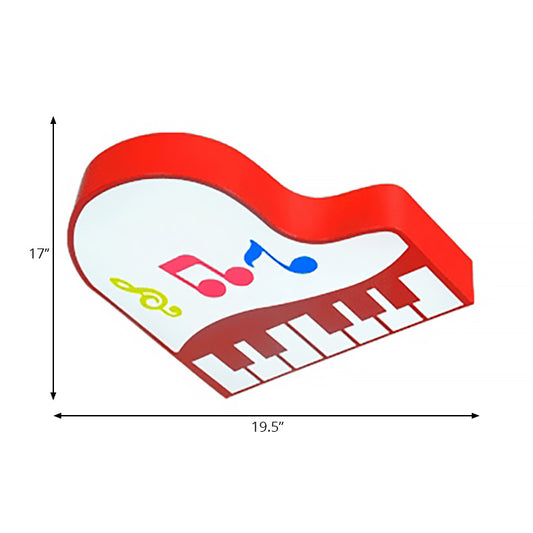 Acrylic Piano Flush Mount Light Cartoon LED Ceiling Mounted Fixture in Red/Pink/Yellow/Orange/Green for Children Room, Warm/White Light Clearhalo 'Ceiling Lights' 'Close To Ceiling Lights' 'Close to ceiling' 'Flush mount' Lighting' 202333