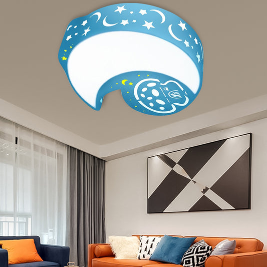 Acrylic Moon Flush Mount Ceiling Fixture Cartoon Ceiling Lamp in Blue for Kindergarten Clearhalo 'Ceiling Lights' 'Close To Ceiling Lights' 'Close to ceiling' 'Flush mount' Lighting' 202343