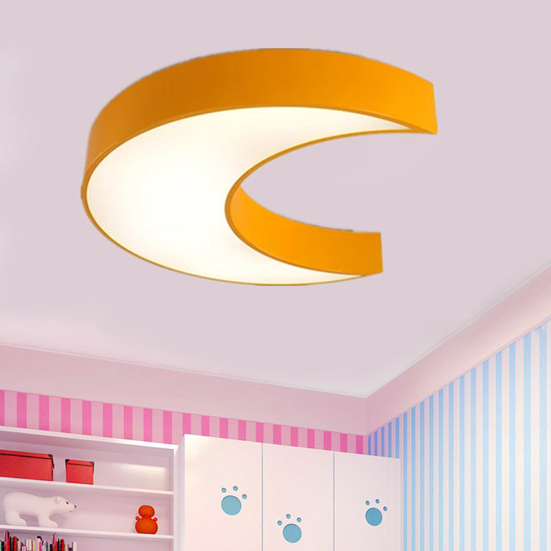 Cartoon Moon Ceiling Light Fixture Acrylic Flushmount Light for Nursing Room Kid Bedroom Yellow Clearhalo 'Ceiling Lights' 'Close To Ceiling Lights' 'Close to ceiling' 'Flush mount' Lighting' 202353