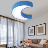 Cartoon Moon Ceiling Light Fixture Acrylic Flushmount Light for Nursing Room Kid Bedroom Blue Clearhalo 'Ceiling Lights' 'Close To Ceiling Lights' 'Close to ceiling' 'Flush mount' Lighting' 202357