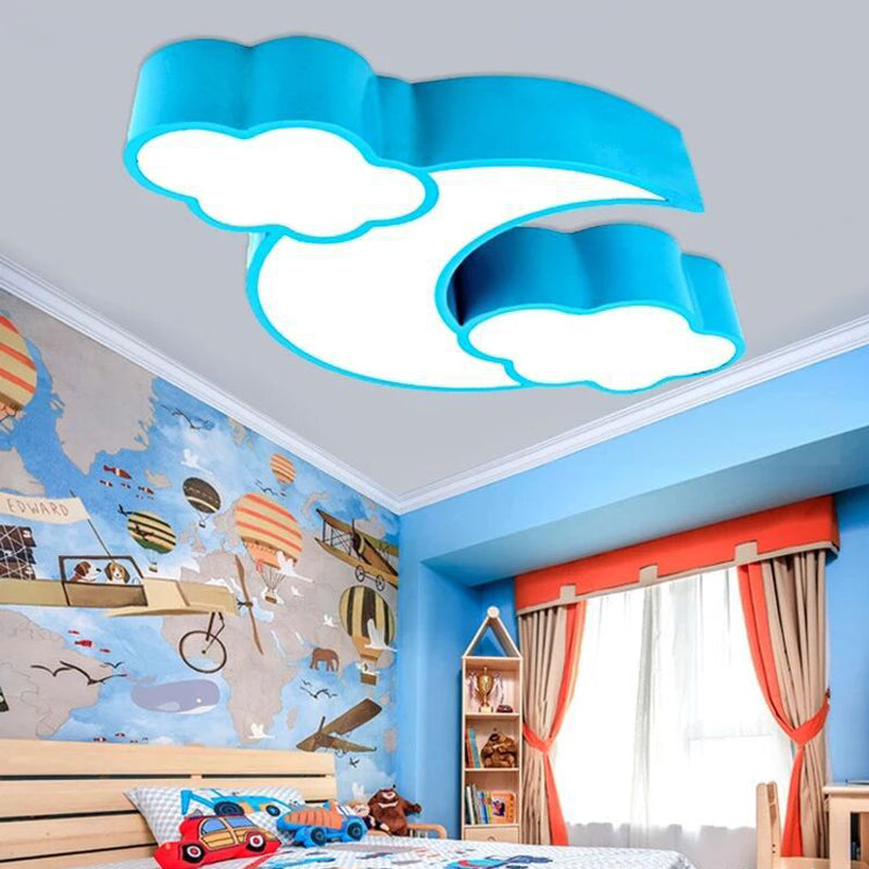 Acrylic Cloud-Themed Ceiling Light Cartoon Flush Mount Ceiling Light for for Classroom Child's Bedroom Blue Clearhalo 'Ceiling Lights' 'Close To Ceiling Lights' 'Close to ceiling' 'Flush mount' Lighting' 202385