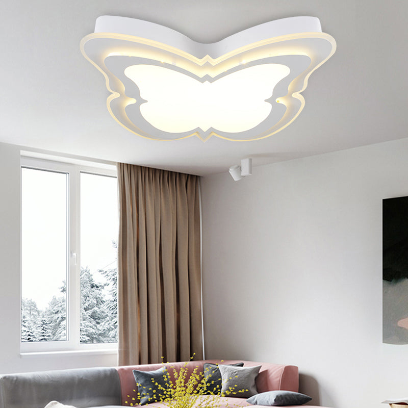 Cartoon Flush Mount Ceiling Fixture with Butterfly Acrylic Ceiling Light Fixture for Kindergarten White Clearhalo 'Ceiling Lights' 'Close To Ceiling Lights' 'Close to ceiling' 'Flush mount' Lighting' 202388