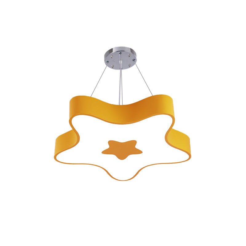 Kindergarten 18"/22" Wide Star Chandelier Pendant Light Kids Acrylic LED Suspension Light in Red/Yellow/Blue/Green, Third Gear/Warm/White Light Clearhalo 'Ceiling Lights' 'Pendant Lights' 'Pendants' Lighting' 202401