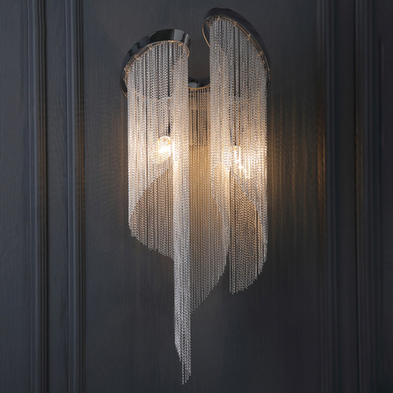 Aluminum Stream Wall Sconce Light Minimalist 2-Bulb Silver Wall Mount Lamp for Bedside Clearhalo 'Cast Iron' 'Glass' 'Industrial' 'Modern wall lights' 'Modern' 'Tiffany' 'Traditional wall lights' 'Wall Lamps & Sconces' 'Wall Lights' Lighting' 2024200