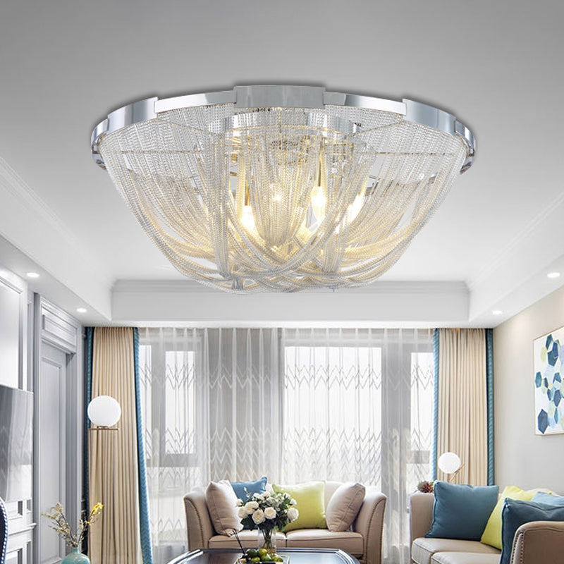 Nordic Bowl Flush Mount Aluminum Living Room Ceiling Light Fixture in Silver Clearhalo 'Ceiling Lights' 'Close To Ceiling Lights' 'Close to ceiling' 'Flush mount' Lighting' 2024233