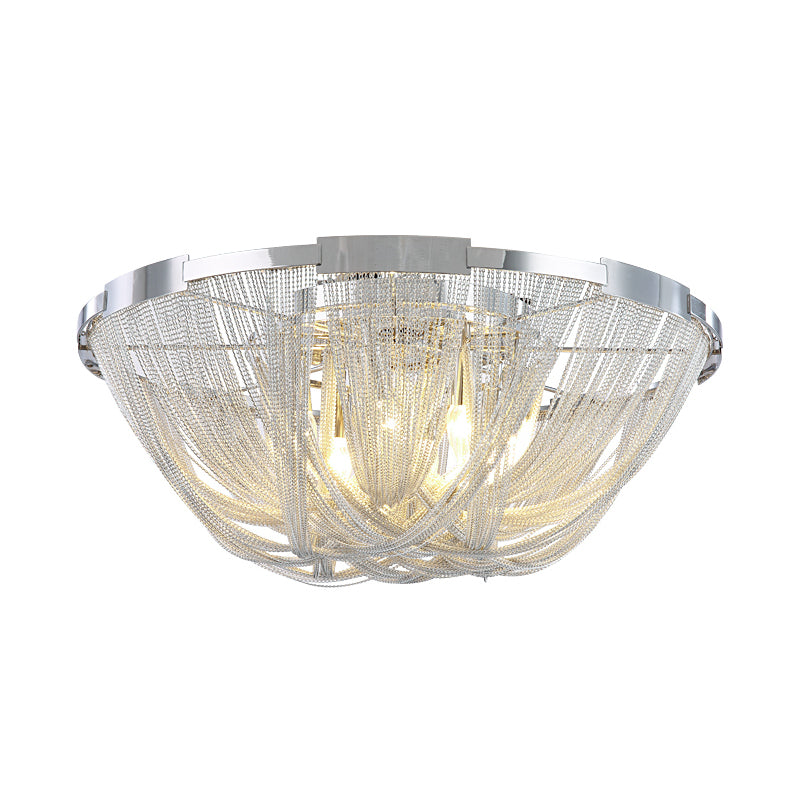 Nordic Bowl Flush Mount Aluminum Living Room Ceiling Light Fixture in Silver Clearhalo 'Ceiling Lights' 'Close To Ceiling Lights' 'Close to ceiling' 'Flush mount' Lighting' 2024235