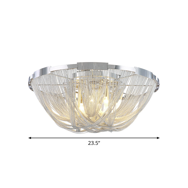 Nordic Bowl Flush Mount Aluminum Living Room Ceiling Light Fixture in Silver Clearhalo 'Ceiling Lights' 'Close To Ceiling Lights' 'Close to ceiling' 'Flush mount' Lighting' 2024236