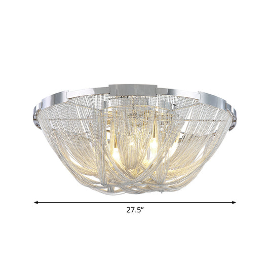 Nordic Bowl Flush Mount Aluminum Living Room Ceiling Light Fixture in Silver Clearhalo 'Ceiling Lights' 'Close To Ceiling Lights' 'Close to ceiling' 'Flush mount' Lighting' 2024237