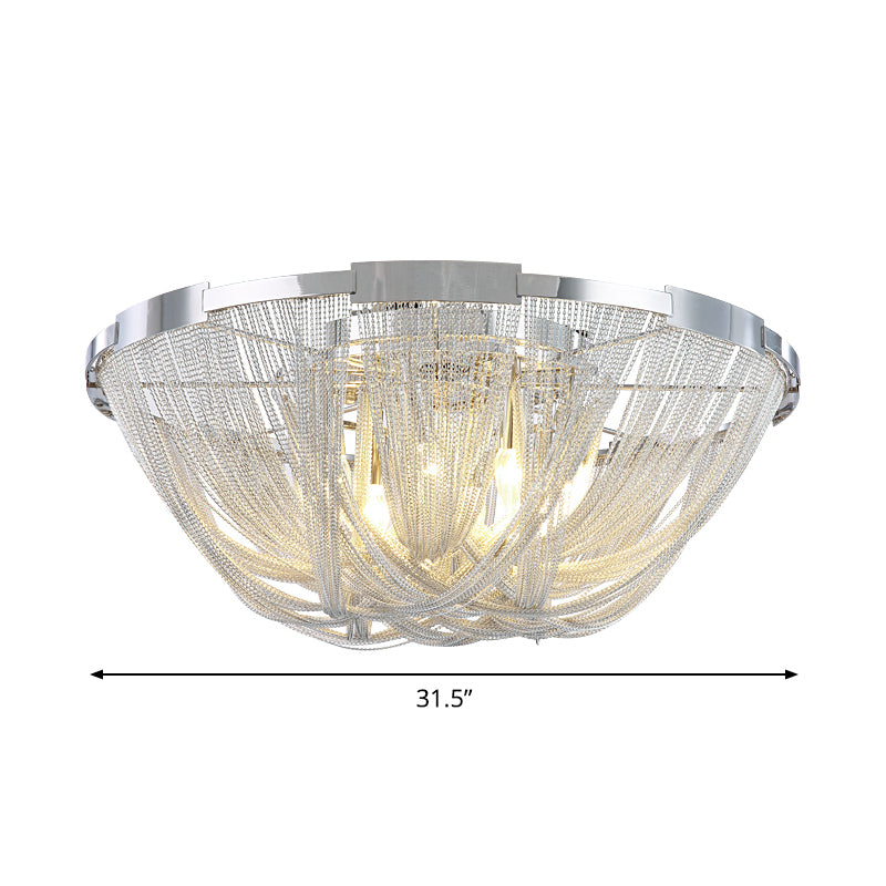 Nordic Bowl Flush Mount Aluminum Living Room Ceiling Light Fixture in Silver Clearhalo 'Ceiling Lights' 'Close To Ceiling Lights' 'Close to ceiling' 'Flush mount' Lighting' 2024238