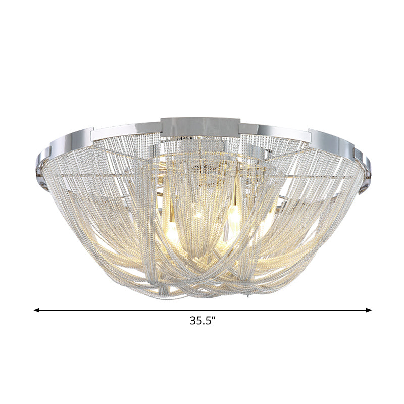 Nordic Bowl Flush Mount Aluminum Living Room Ceiling Light Fixture in Silver Clearhalo 'Ceiling Lights' 'Close To Ceiling Lights' 'Close to ceiling' 'Flush mount' Lighting' 2024239