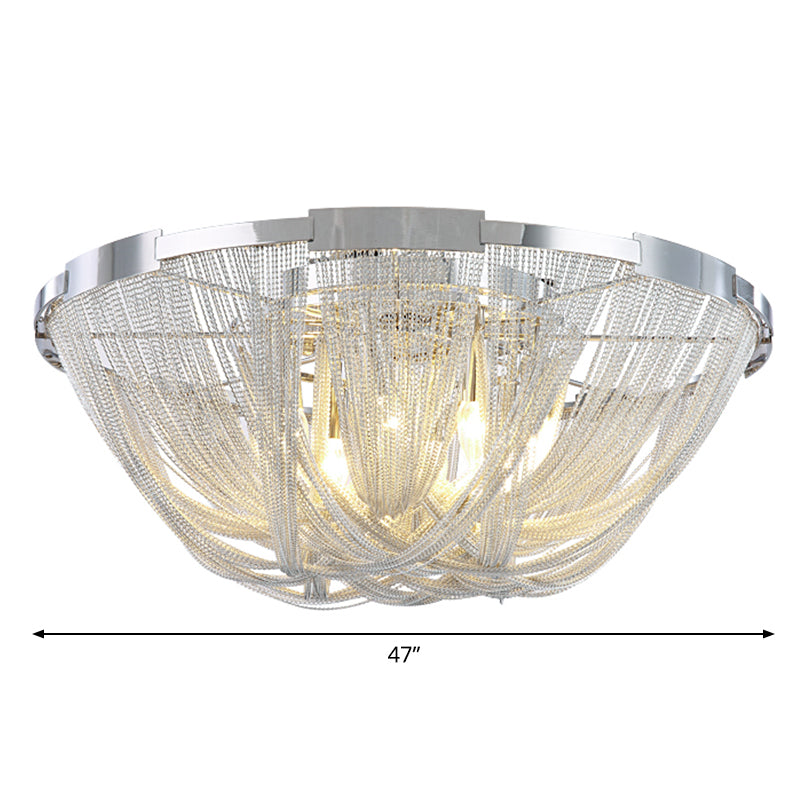 Nordic Bowl Flush Mount Aluminum Living Room Ceiling Light Fixture in Silver Clearhalo 'Ceiling Lights' 'Close To Ceiling Lights' 'Close to ceiling' 'Flush mount' Lighting' 2024241