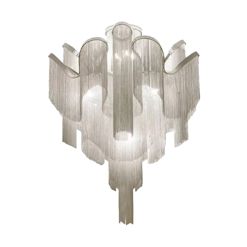 Aluminum Tiered Tassel Semi Flush Light Modernist LED Close to Ceiling Lamp for Living Room Clearhalo 'Ceiling Lights' 'Close To Ceiling Lights' 'Close to ceiling' 'Semi-flushmount' Lighting' 2024246