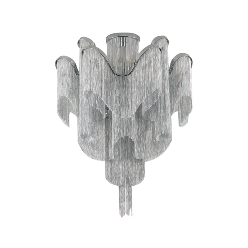 Aluminum Tiered Tassel Semi Flush Light Modernist LED Close to Ceiling Lamp for Living Room Clearhalo 'Ceiling Lights' 'Close To Ceiling Lights' 'Close to ceiling' 'Semi-flushmount' Lighting' 2024247