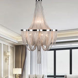 Draping Chandelier Light Fixture Modern Aluminum Living Room LED Pendant Lighting Fixture Silver Clearhalo 'Ceiling Lights' 'Chandeliers' 'Modern Chandeliers' 'Modern' Lighting' 2024279