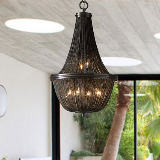 Simplicity Basket Shade Chandelier Lamp Aluminum Living Room LED Hanging Ceiling Light in Bronze Bronze Clearhalo 'Ceiling Lights' 'Chandeliers' 'Modern Chandeliers' 'Modern' Lighting' 2024283