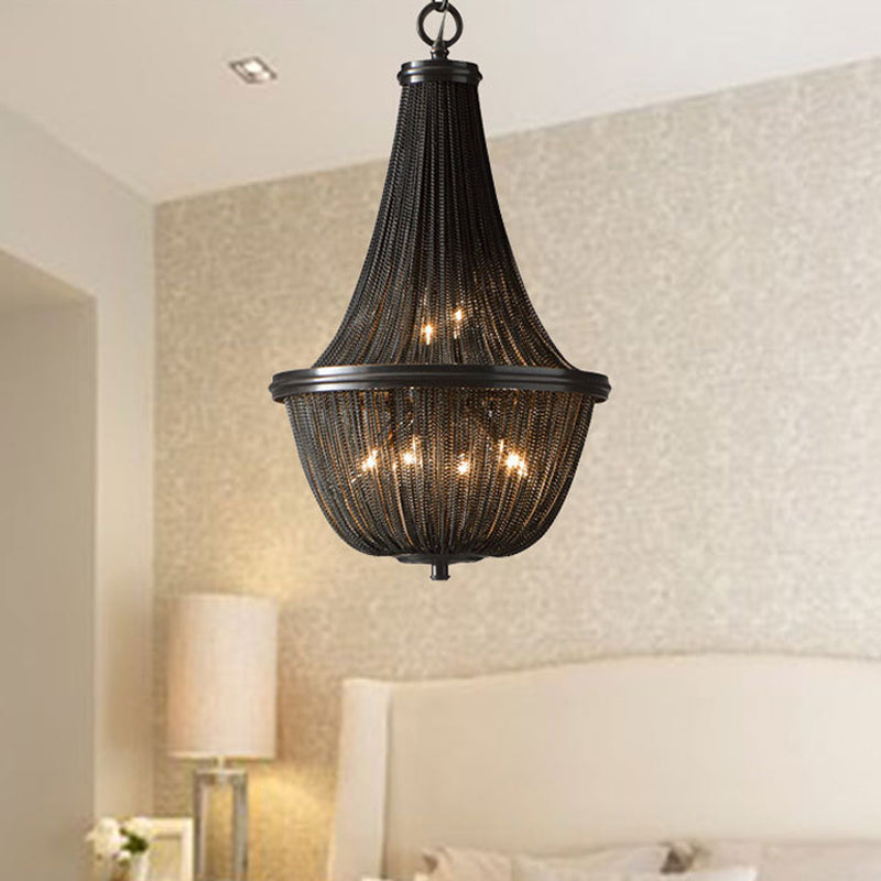 Simplicity Basket Shade Chandelier Lamp Aluminum Living Room LED Hanging Ceiling Light in Bronze Clearhalo 'Ceiling Lights' 'Chandeliers' 'Modern Chandeliers' 'Modern' Lighting' 2024285
