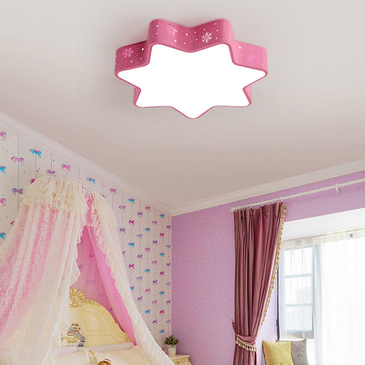 Macaron 15"/19"/23" W Star Ceiling Mounted Fixture Acrylic LED Flush Light in Pink/Blue for Kid Bedroom, Warm/White/2 Color Light Clearhalo 'Ceiling Lights' 'Close To Ceiling Lights' 'Close to ceiling' 'Flush mount' Lighting' 202430