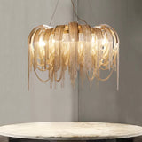 Stream Chandelier Lighting Modern Aluminum Chain LED Suspension Lamp for Dining Room Clearhalo 'Ceiling Lights' 'Chandeliers' 'Modern Chandeliers' 'Modern' Lighting' 2024337