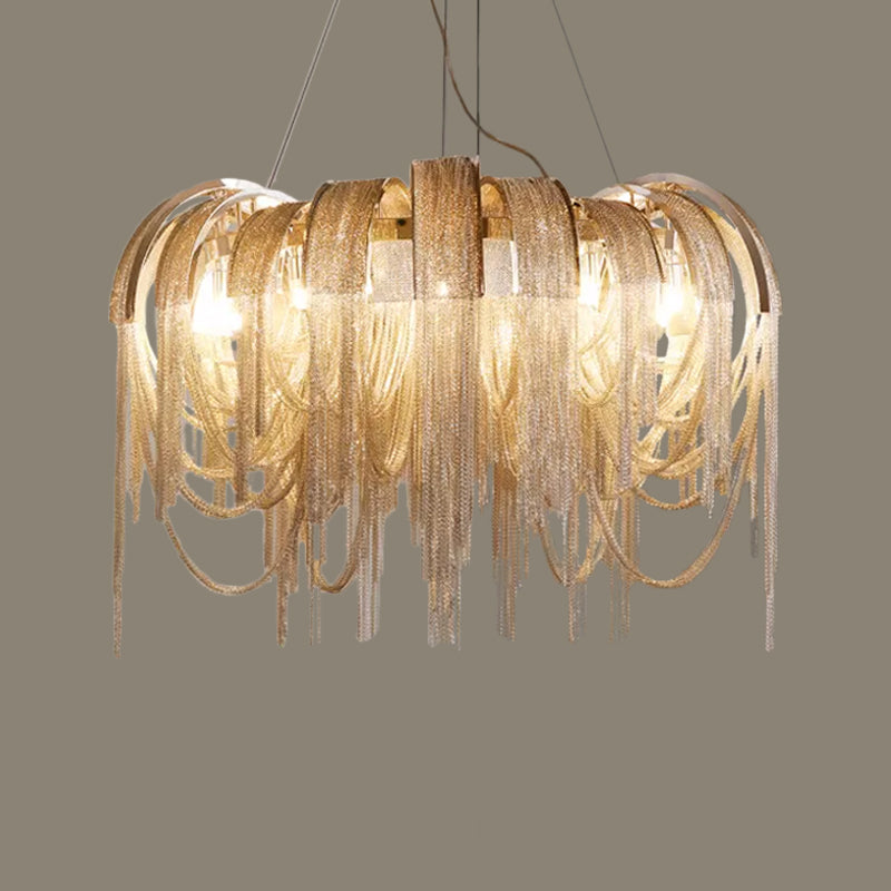 Stream Chandelier Lighting Modern Aluminum Chain LED Suspension Lamp for Dining Room Clearhalo 'Ceiling Lights' 'Chandeliers' 'Modern Chandeliers' 'Modern' Lighting' 2024338