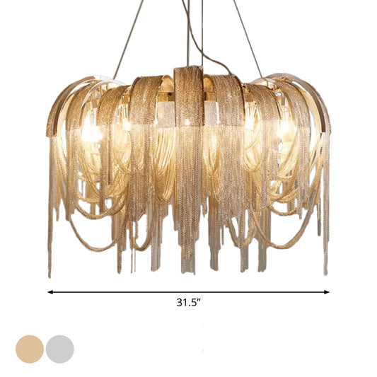 Stream Chandelier Lighting Modern Aluminum Chain LED Suspension Lamp for Dining Room Clearhalo 'Ceiling Lights' 'Chandeliers' 'Modern Chandeliers' 'Modern' Lighting' 2024339