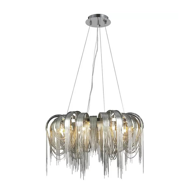 Stream Chandelier Lighting Modern Aluminum Chain LED Suspension Lamp for Dining Room Clearhalo 'Ceiling Lights' 'Chandeliers' 'Modern Chandeliers' 'Modern' Lighting' 2024343