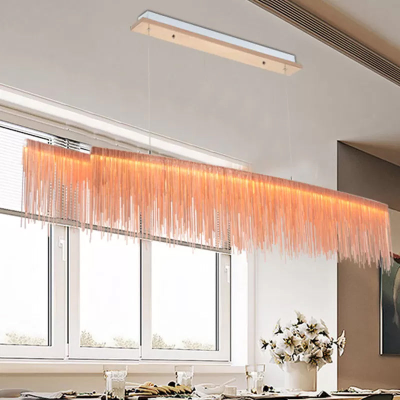 Modernism LED Ceiling Chandelier Linear Drop Pendant with Aluminum Shade for Living Room Rose Gold Clearhalo 'Ceiling Lights' 'Chandeliers' 'Modern Chandeliers' 'Modern' Lighting' 2024361