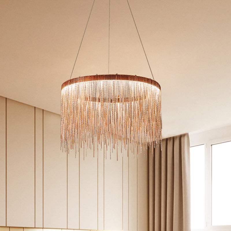 Circular Pendant Chandelier Minimalist Aluminum Living Room LED Hanging Ceiling Light Rose Gold Small Clearhalo 'Ceiling Lights' 'Chandeliers' 'Modern Chandeliers' 'Modern' Lighting' 2024375