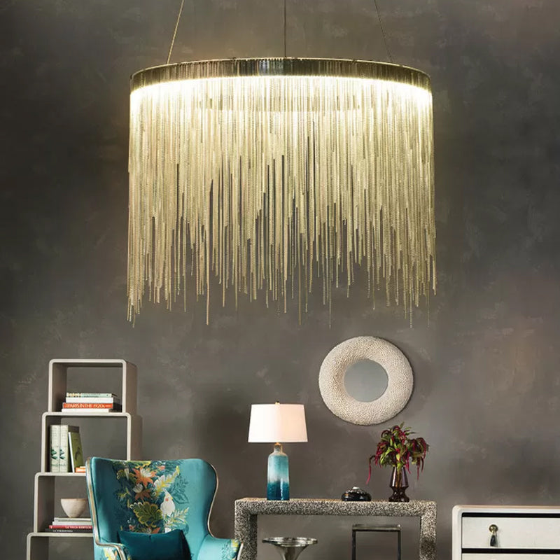 Circular Pendant Chandelier Minimalist Aluminum Living Room LED Hanging Ceiling Light Silver Small Clearhalo 'Ceiling Lights' 'Chandeliers' 'Modern Chandeliers' 'Modern' Lighting' 2024385