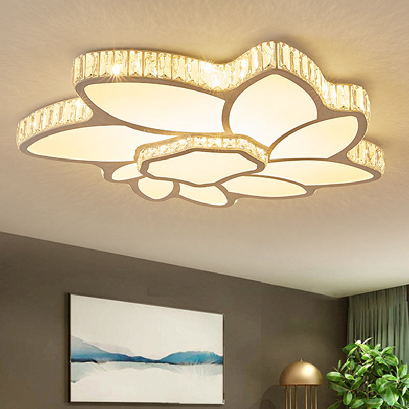 Living Room Clear Crystal LED Flush Light Minimalist Ceiling Lighting with Flower Acrylic Shade Clearhalo 'Ceiling Lights' 'Close To Ceiling Lights' 'Close to ceiling' 'Flush mount' Lighting' 2024394
