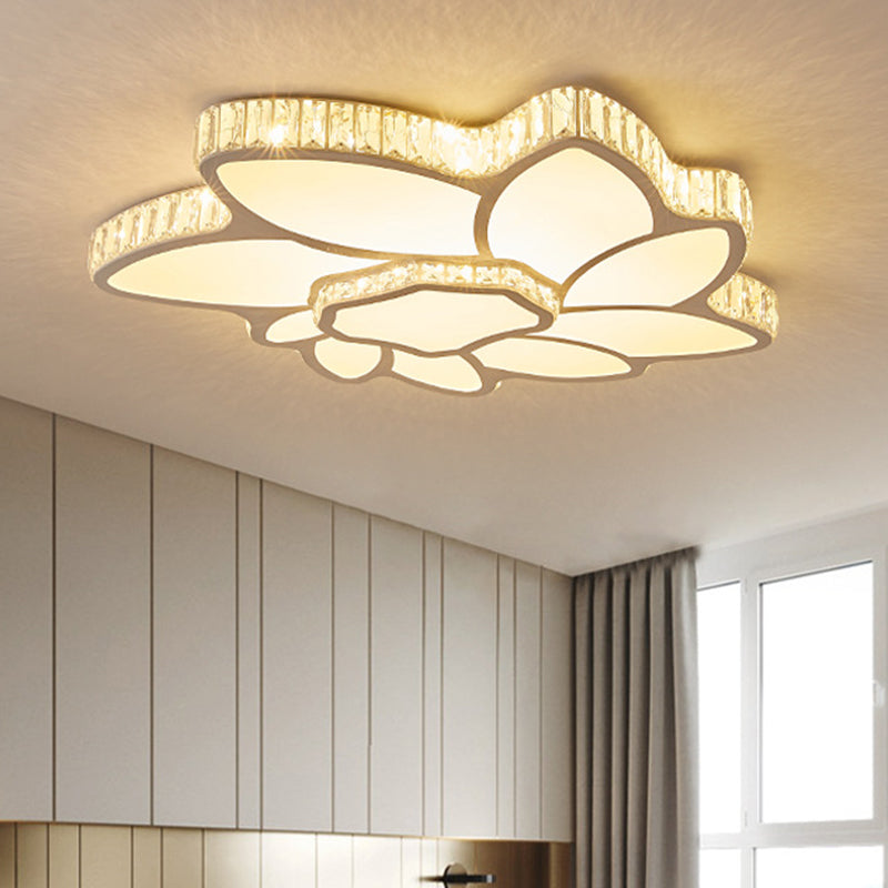 Living Room Clear Crystal LED Flush Light Minimalist Ceiling Lighting with Flower Acrylic Shade Clearhalo 'Ceiling Lights' 'Close To Ceiling Lights' 'Close to ceiling' 'Flush mount' Lighting' 2024395