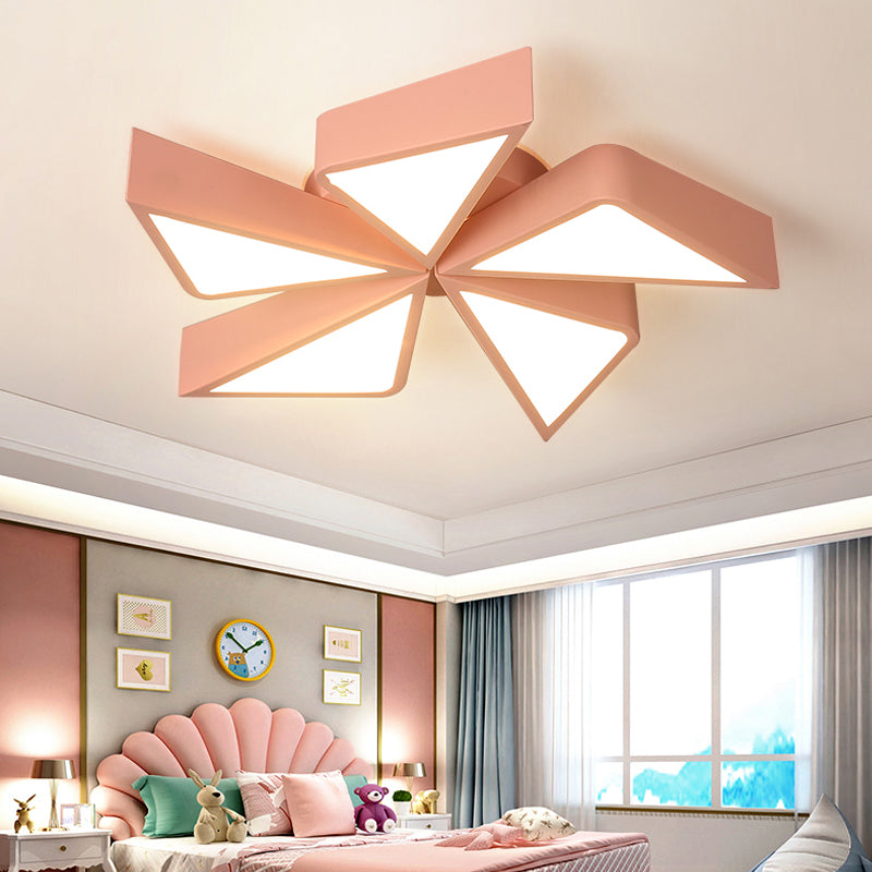 Kindergarten Windmill Ceiling Light Fixture Acrylic Art Deco LED Flush Ceiling Lights Pink Clearhalo 'Ceiling Lights' 'Close To Ceiling Lights' 'Close to ceiling' 'Semi-flushmount' Lighting' 202441