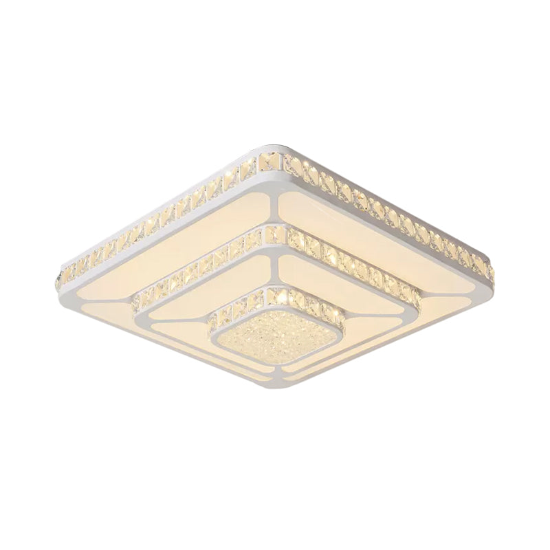 Faceted Crystal Geometry Ceiling Lamp Modernist LED White Flush Mount Light with 3-Tier Design Clearhalo 'Ceiling Lights' 'Close To Ceiling Lights' 'Close to ceiling' 'Flush mount' Lighting' 2024473