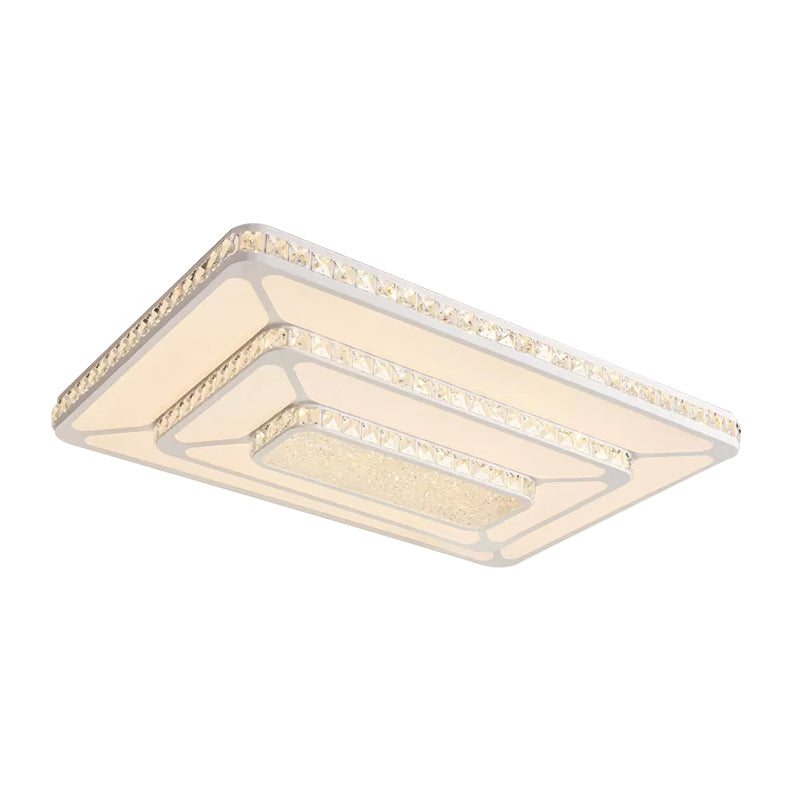 Faceted Crystal Geometry Ceiling Lamp Modernist LED White Flush Mount Light with 3-Tier Design Clearhalo 'Ceiling Lights' 'Close To Ceiling Lights' 'Close to ceiling' 'Flush mount' Lighting' 2024478