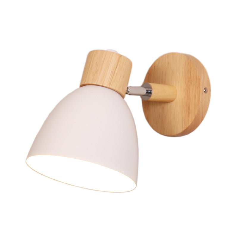 1 Light Corridor Wall Light Fixture Macaron Wood Wall Mounted Lamp with Dome Aluminum Shade White Clearhalo 'Modern wall lights' 'Modern' 'Wall Lamps & Sconces' 'Wall Lights' Lighting' 2024554