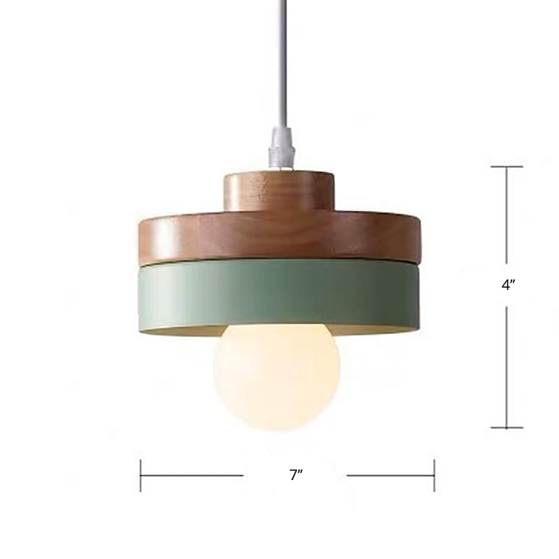 Wood Geometry Hanging Ceiling Light Contemporary 1-Light Metallic Suspension Lighting for Dining Room Clearhalo 'Ceiling Lights' 'Modern Pendants' 'Modern' 'Pendant Lights' 'Pendants' Lighting' 2024608