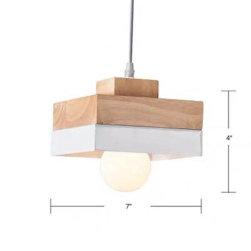 Wood Geometry Hanging Ceiling Light Contemporary 1-Light Metallic Suspension Lighting for Dining Room Clearhalo 'Ceiling Lights' 'Modern Pendants' 'Modern' 'Pendant Lights' 'Pendants' Lighting' 2024613